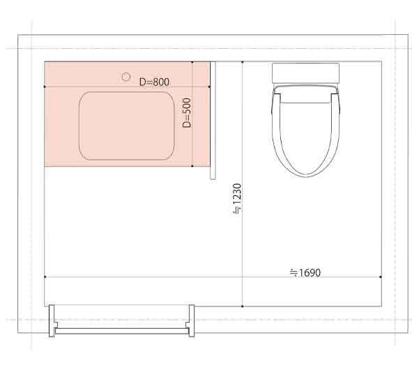 トイレ手洗いキャビネット～間取りと位置と寸法の関係～