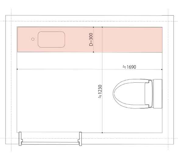 トイレ手洗いキャビネット～間取りと位置と寸法の関係～